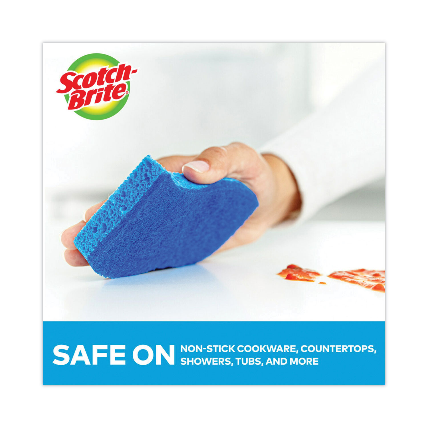 Scotch-Brite® Non-Scratch Multi-Purpose Scrub Sponge, 4 2/5 x 2 3/5, Blue, 3/Pac