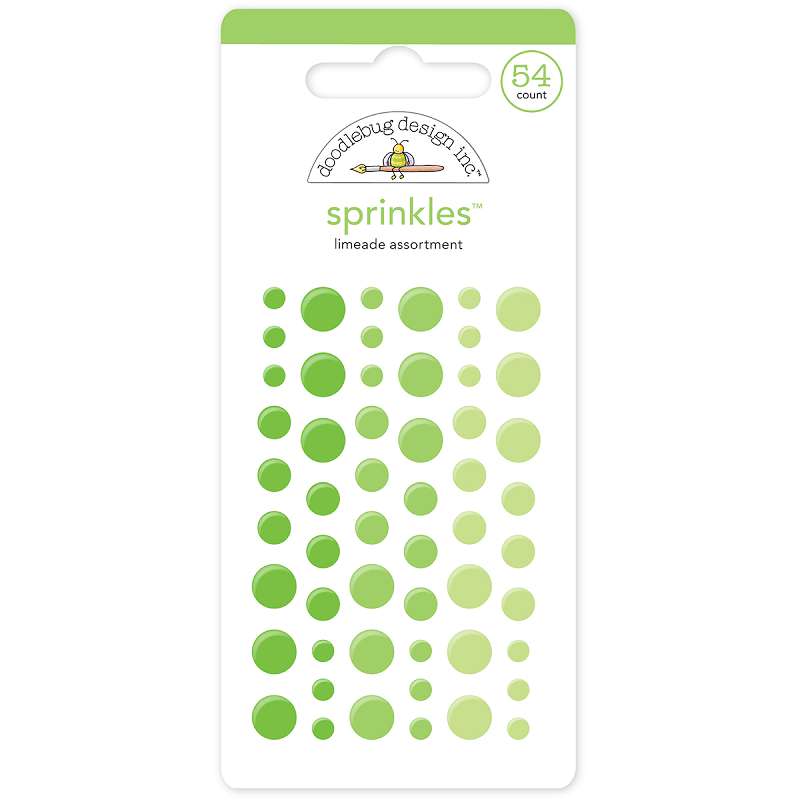 Doodlebug Sprinkles Adhesive Glossy Enamel Embellishments Limeade Dots 54/Pkg