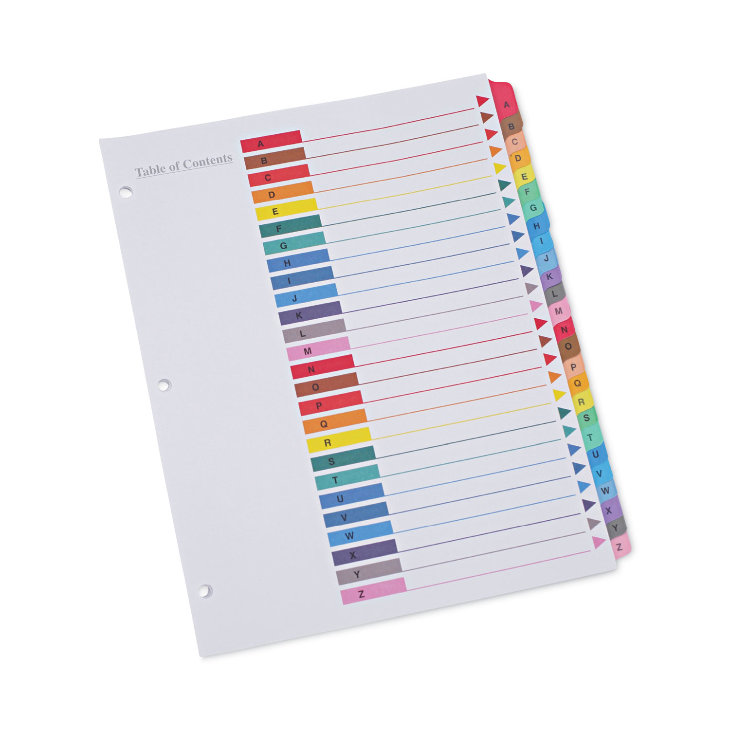 Universal® Table of Contents Dividers, Assorted Color 26-Tab, A-Z, Letter, White