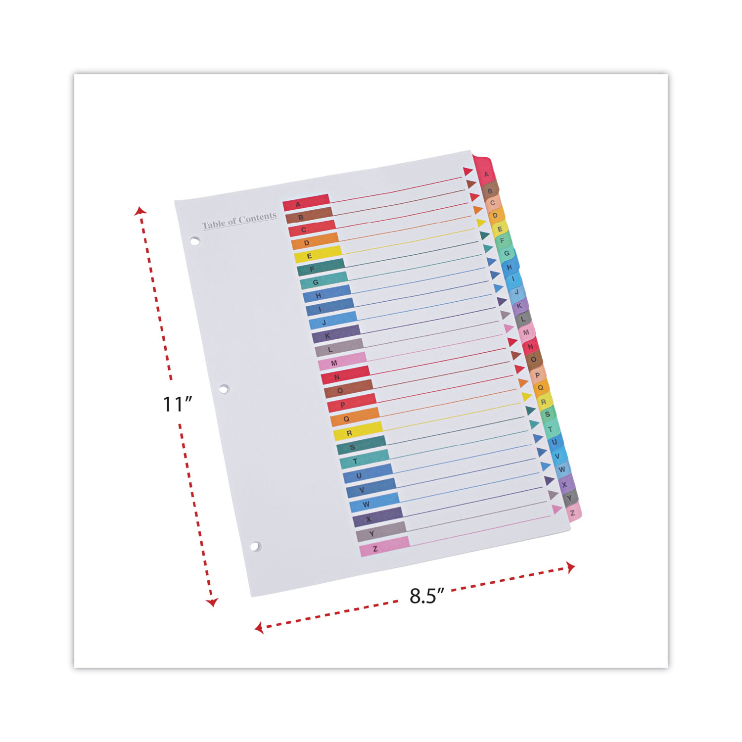 Universal® Table of Contents Dividers, Assorted Color 26-Tab, A-Z, Letter, White