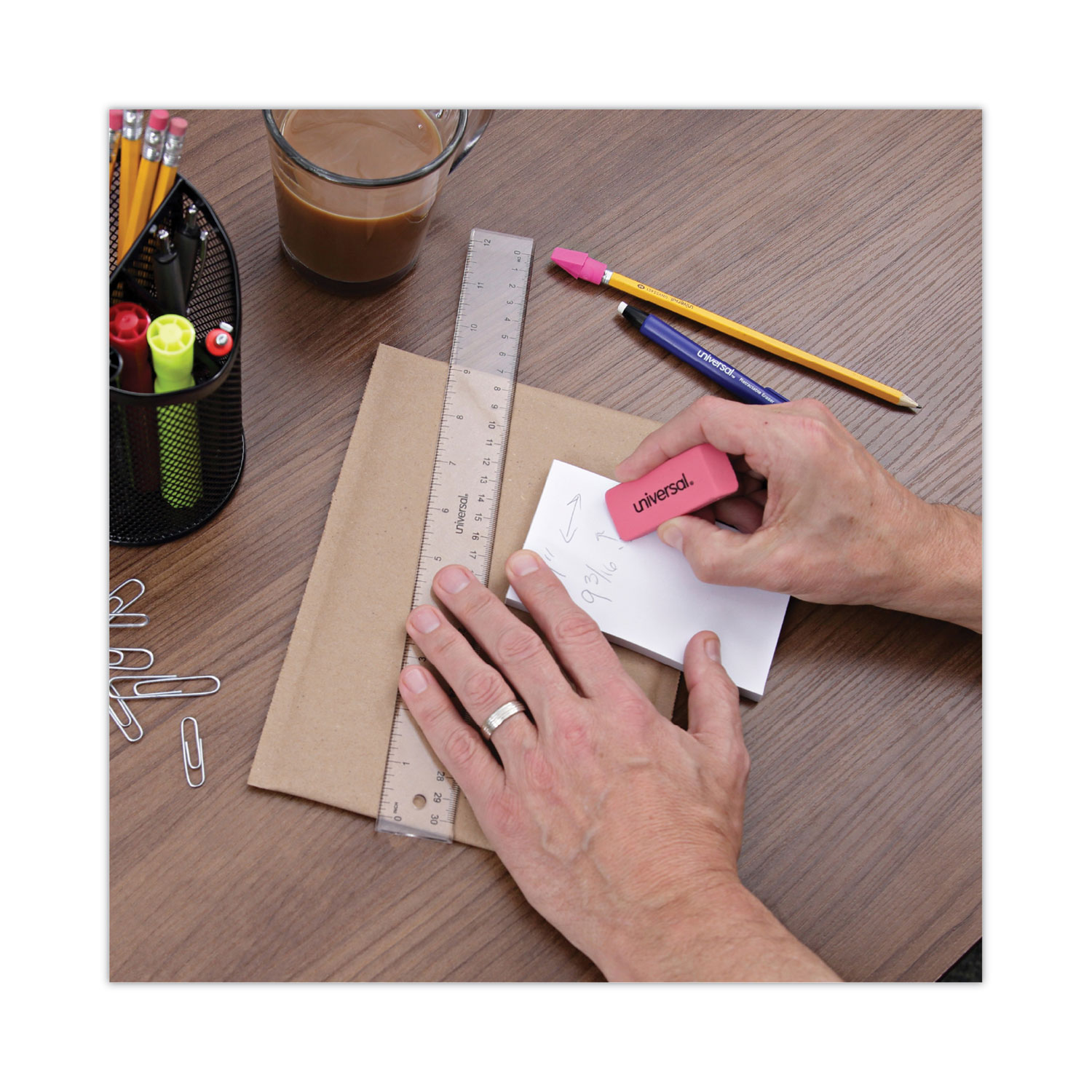 Universal® Bevel Block Erasers, 20/Pack