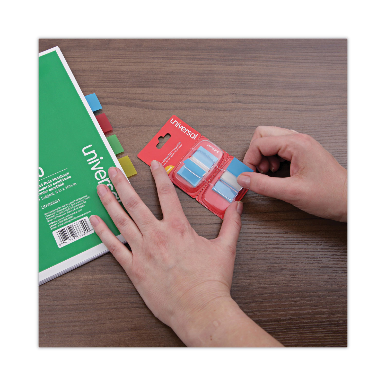 Universal® Page Flags, Blue, 50 Flags/Dispenser, 2 Dispensers/Pack