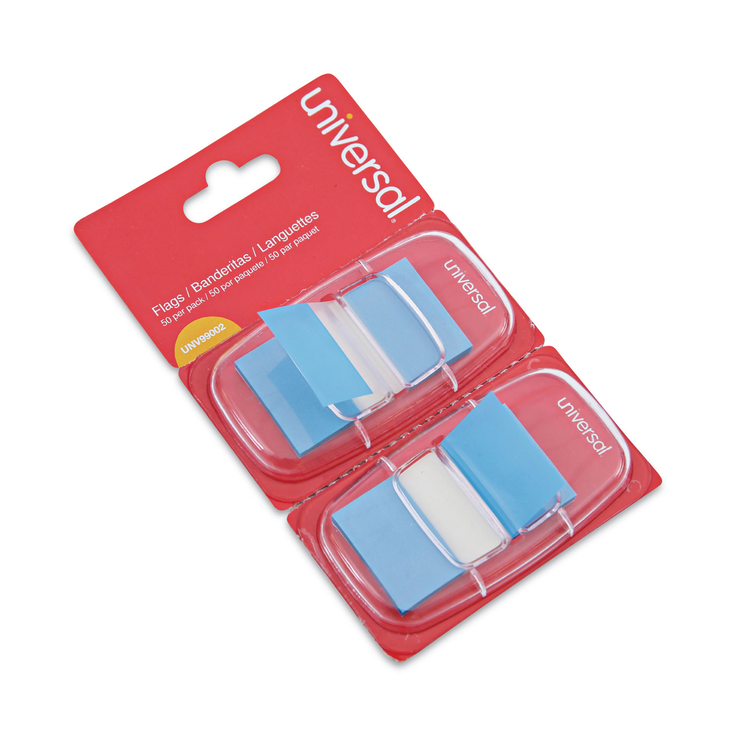 Universal® Page Flags, Blue, 50 Flags/Dispenser, 2 Dispensers/Pack
