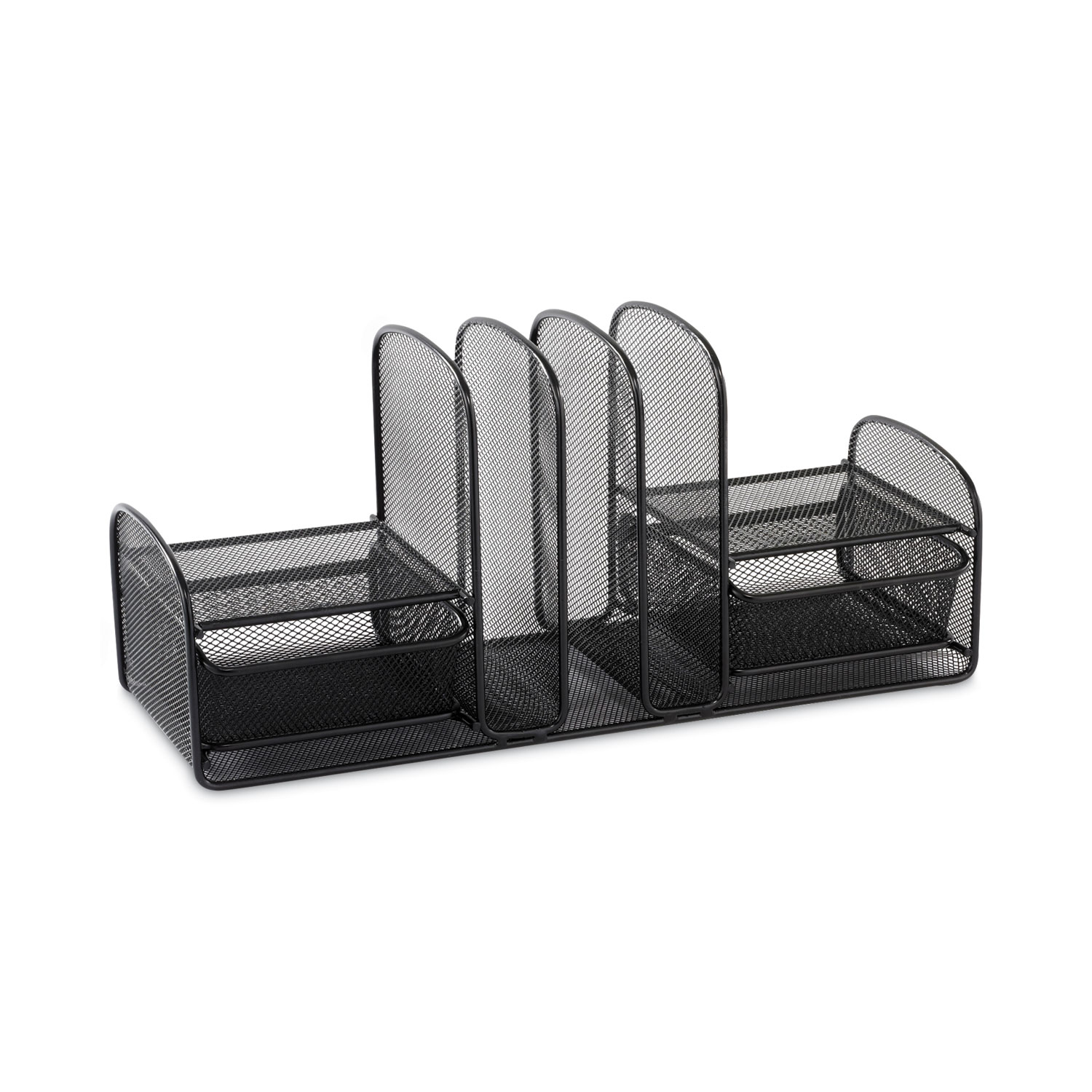 Safco® Onyx Mesh Desk Organizer, Three Sections/Two Baskets, 17 x 6 3/4 x 7 3/4,