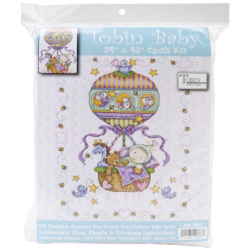 Balloon Ride Baby Quilt Stamped Cross Stitch Kit 34