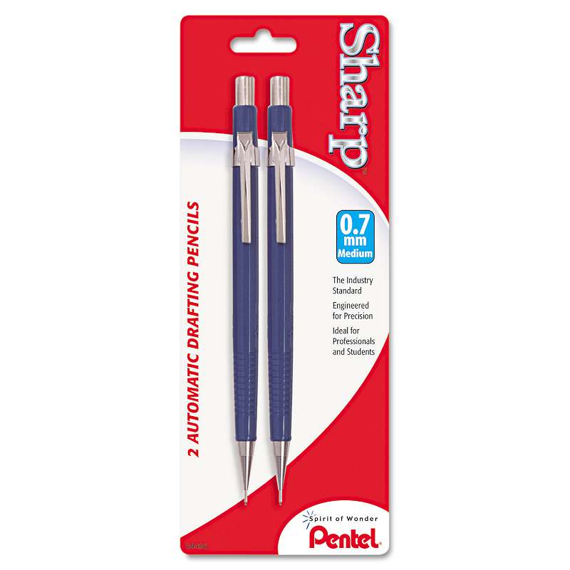 Pentel® Sharp Mechanical Drafting Pencil, 0.7 mm, Blue Barrel, 2/Pack