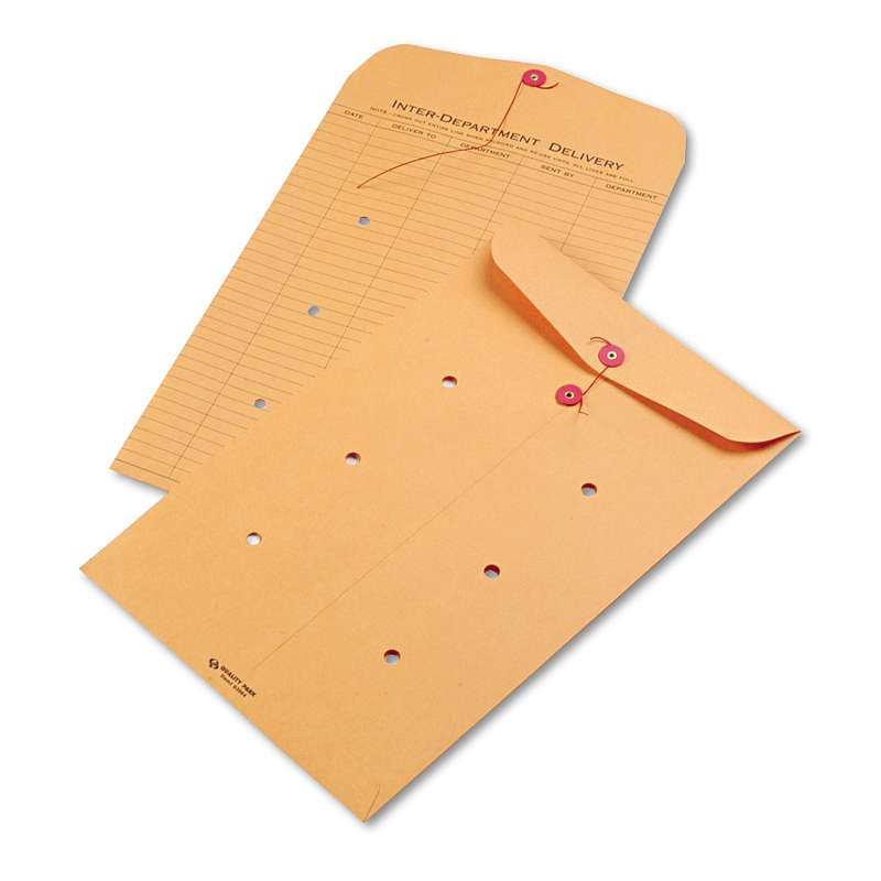 Quality Park Brown Kraft String & Button Interoffice Envelope, 10 x 15, 100/Car