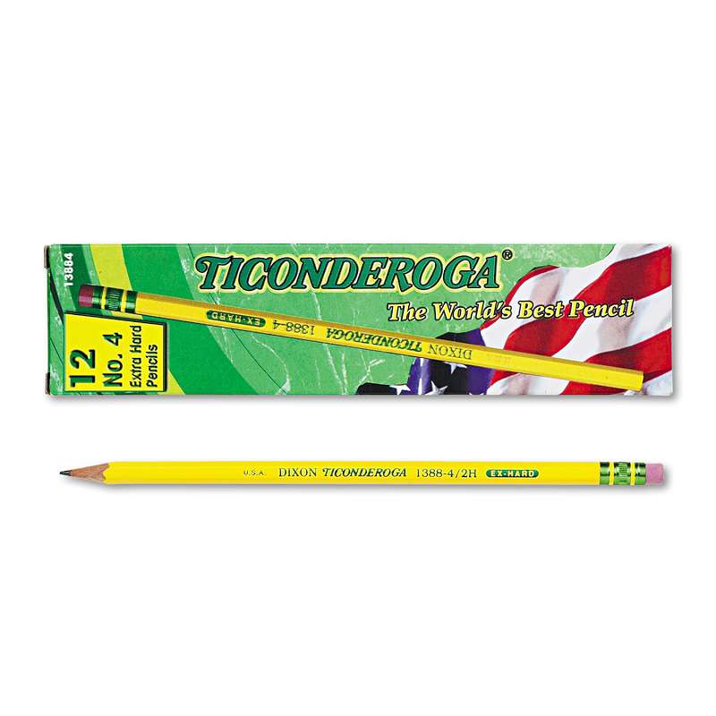 Ticonderoga® Woodcase Pencil, 2H #4, Yellow, Dozen