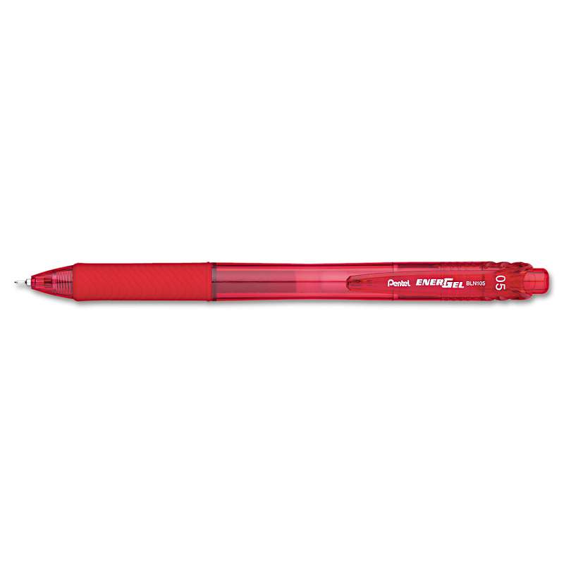 Pentel® EnerGel-X Retractable Roller Gel Pen, .5mm, Red Barrel/Ink, Dozen