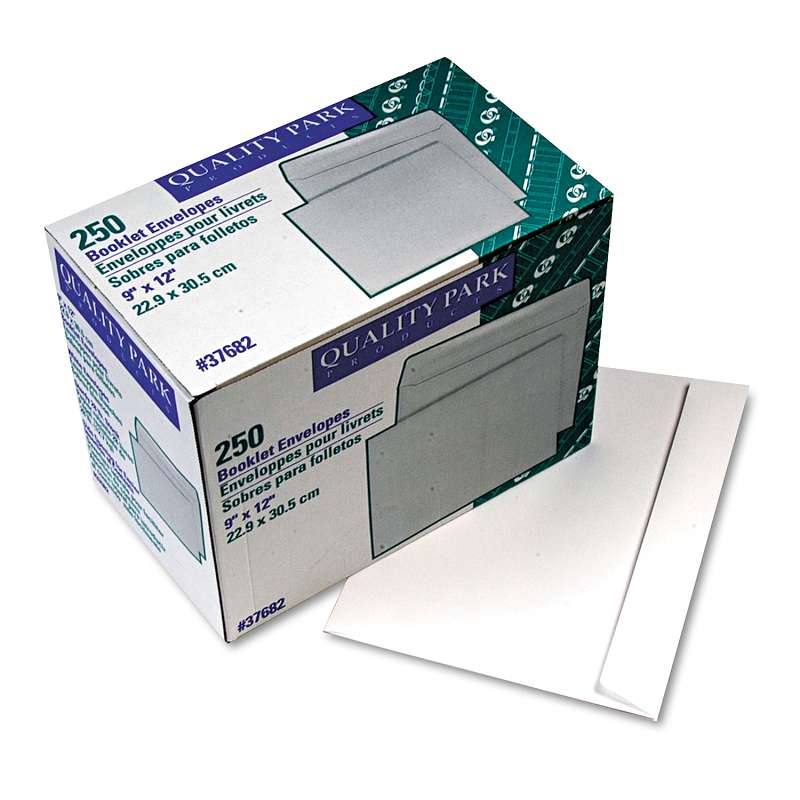 Quality Park Open Side Booklet Envelope, 9 x 12, White, 250/Box