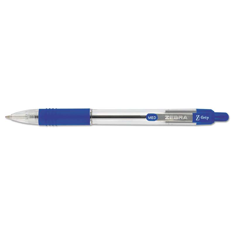 Zebra® Z-Grip Retractable Ballpoint Pen, Blue Ink, Medium, Dozen