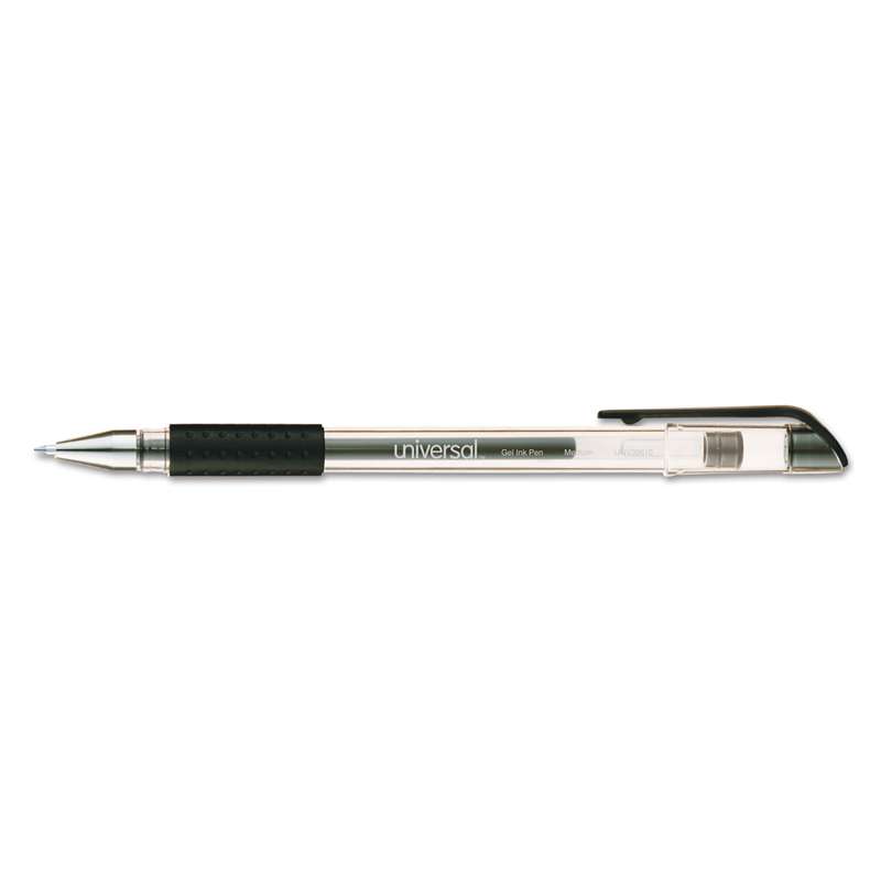 Universal® Roller Ball Stick Gel Pen, Black Ink, Medium, Dozen