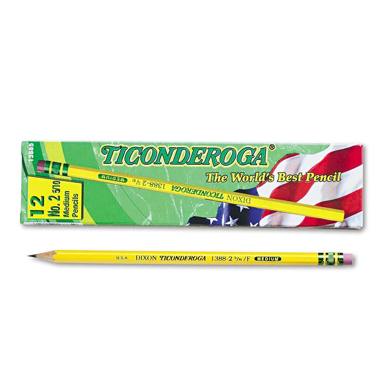 Ticonderoga® Woodcase Pencil, F #2.5, Yellow, Dozen