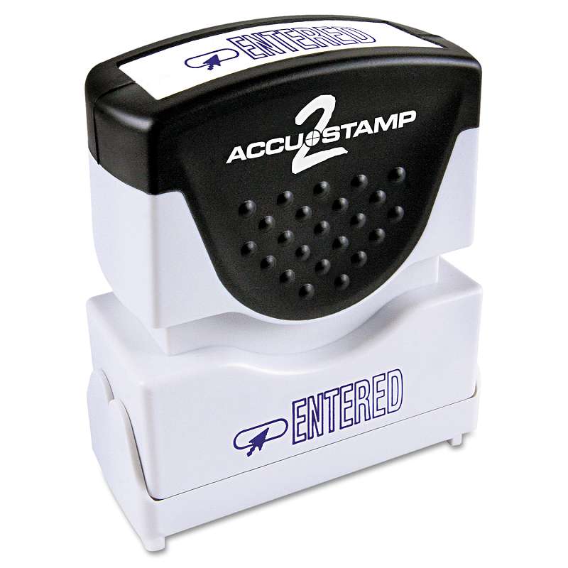 ACCUSTAMP2® Pre-Inked Shutter Stamp with Microban, Blue, ENTERED, 1 5/8 x 1/2