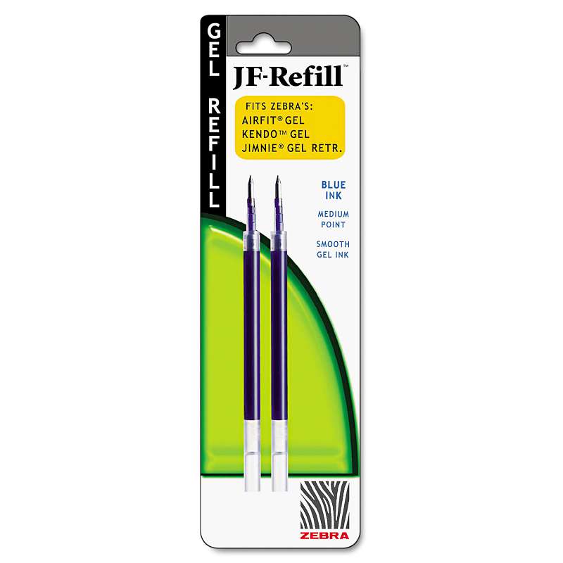 Zebra® JF Refill for Jimnie Gel RT/Sarasa/Z-Grip Gel Roller Ball, Med, BE, 2/Pac