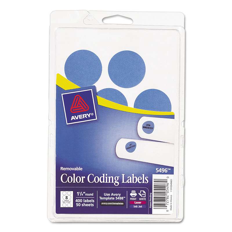 Avery® Printable Removable Color-Coding Labels, 1 1/4