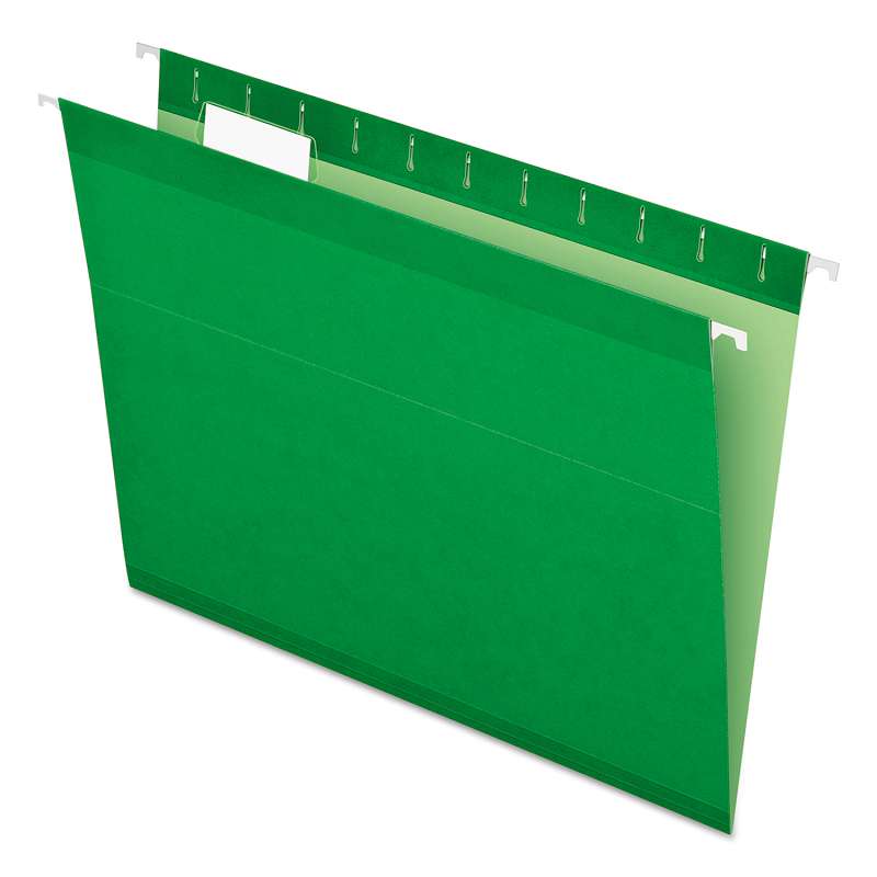 Pendaflex® Reinforced Hanging Folders, 1/5 Tab, Letter, Bright Green, 25/Box