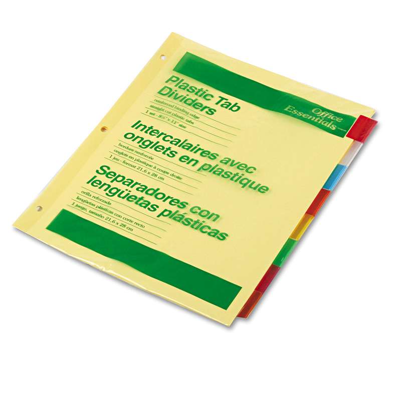 Office Essentials® Plastic Insertable Dividers, 8-Tab, Letter