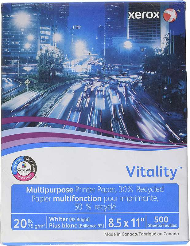 Xerox® Vitality 30% Recycled Multipurpose Printer Paper, 8 1/2 x 11, White, 500