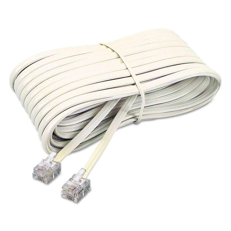 Softalk® Telephone Extension Cord, Plug/Plug, 25 ft., Ivory