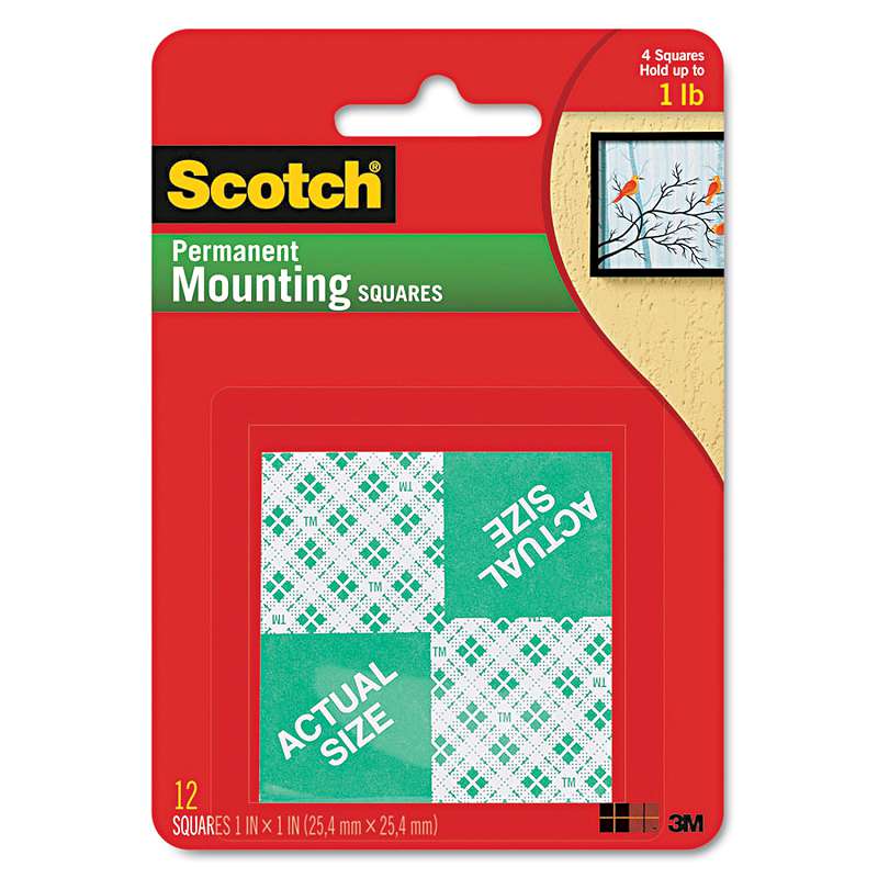 Scotch® Precut Foam Mounting 1 Squares, Double-Sided, Permanent 16/Pack