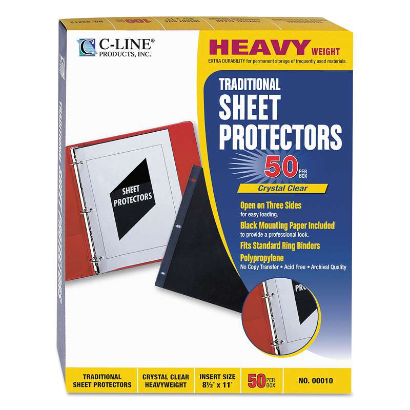 C-Line® Traditional Polypropylene Sheet Protector, Heavyweight, 11 x 8 1/2, 50/B