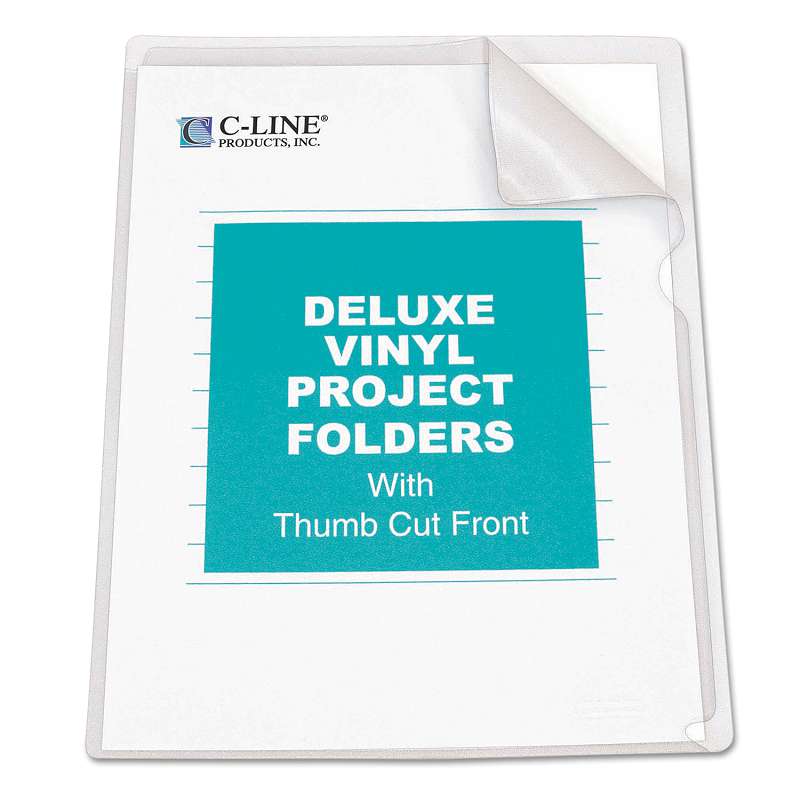 C-Line® Deluxe Project Folders, Jacket, Letter, Vinyl, Clear, 50/Box