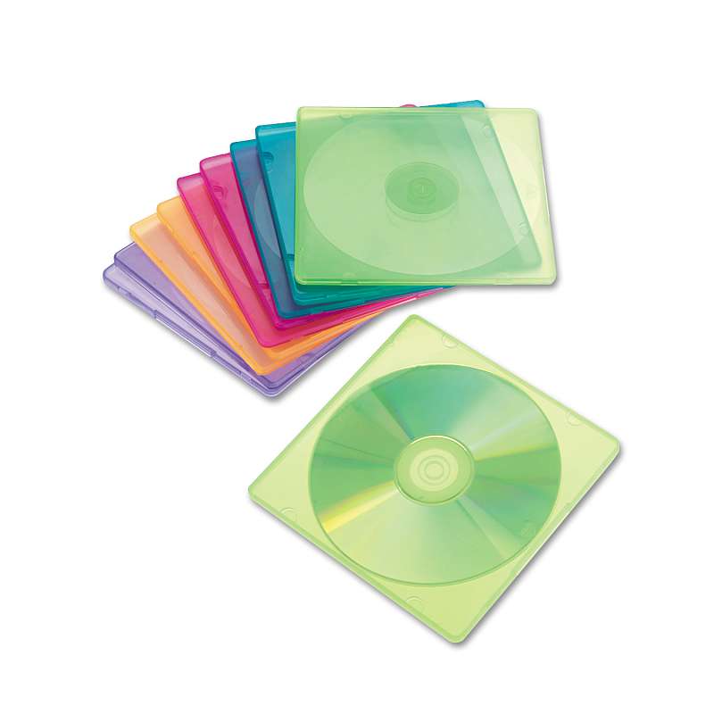 Innovera® Slim CD Case, Assorted Colors, 10/Pack