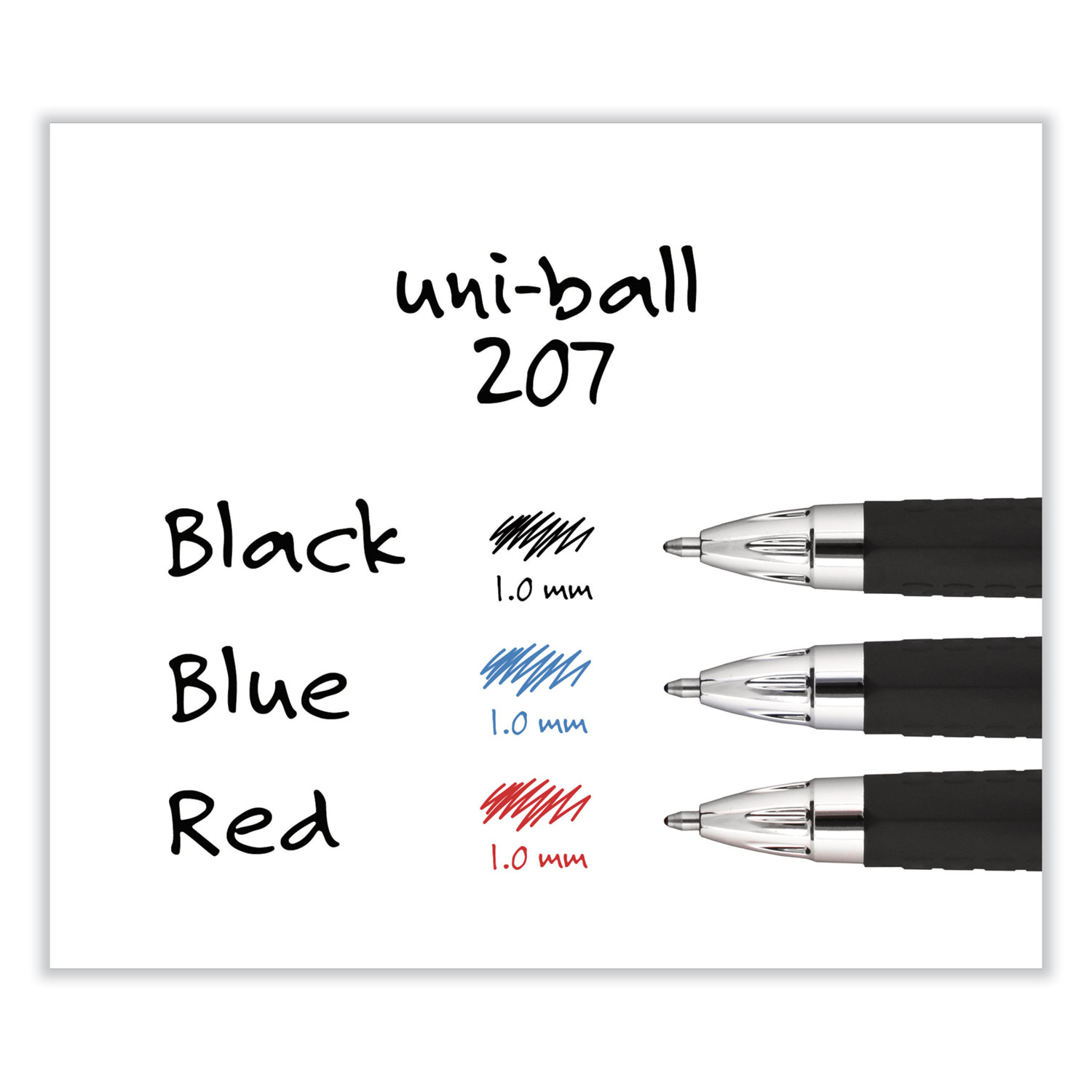 Signo 207 Retractable Gel Pen, Black Ink, 1mm, Dozen