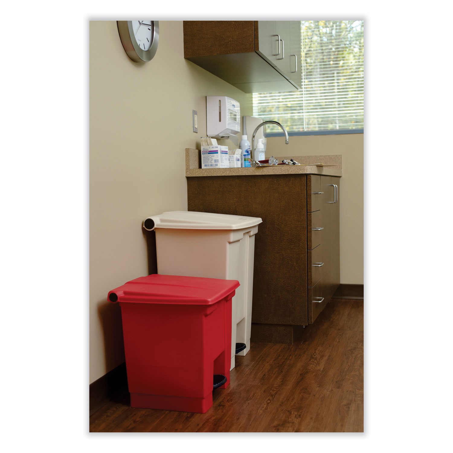 Rubbermaid® Commercial Indoor Utility Step-On Waste Container, Square, Plastic,
