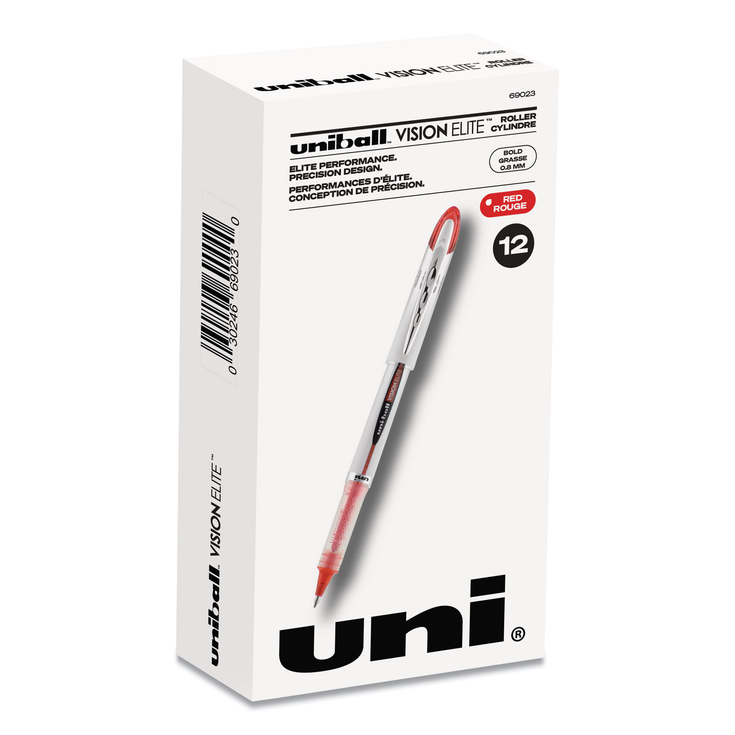 uni-ball® VISION ELITE Roller Ball Stick Waterproof Pen, Red Ink, Bold