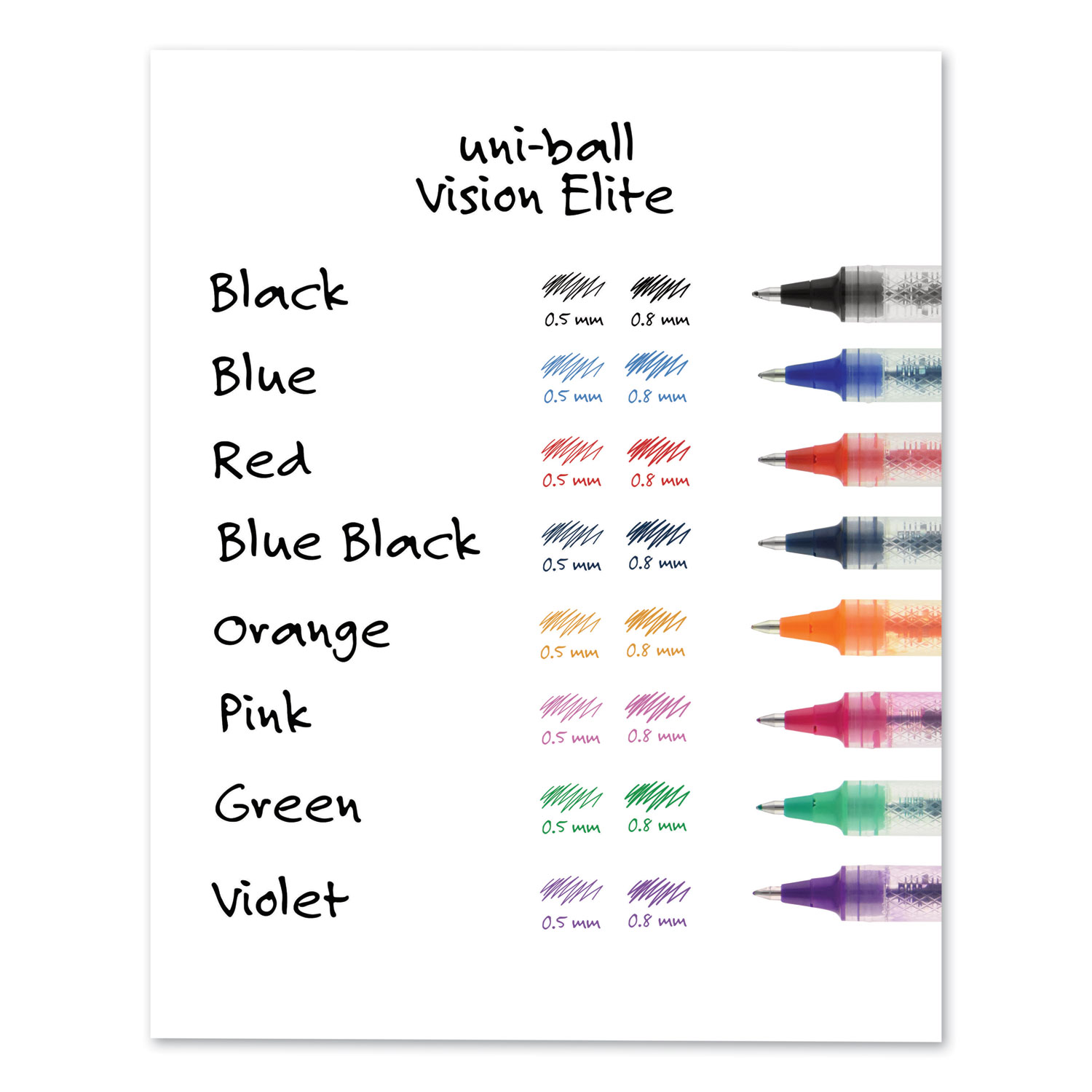 uni-ball® VISION ELITE Roller Ball Stick Waterproof Pen, Red Ink, Bold