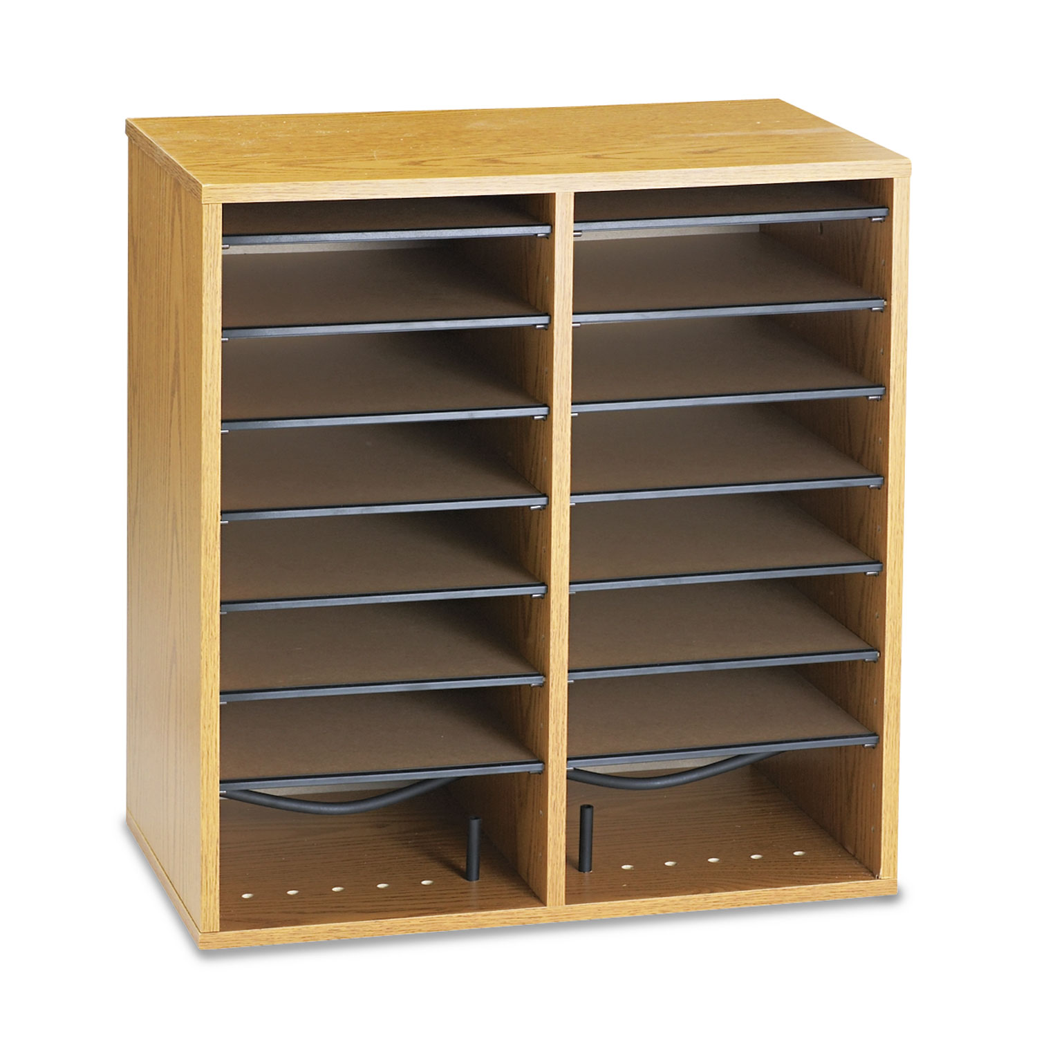 Safco® Wood/Laminate Literature/CD Sorter, 16 Section, 19 1/2 x 11 3/4 x 21, Med