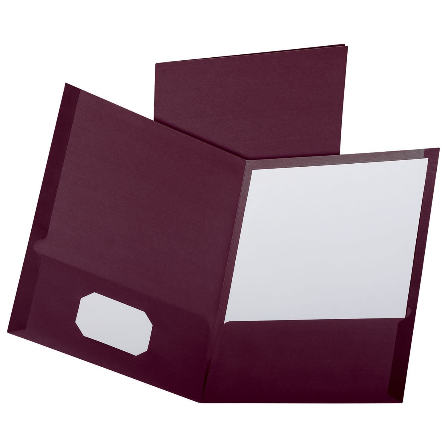 Oxford Linen Finish Twin Pocket Folders, Letter, Burgundy,25/Box