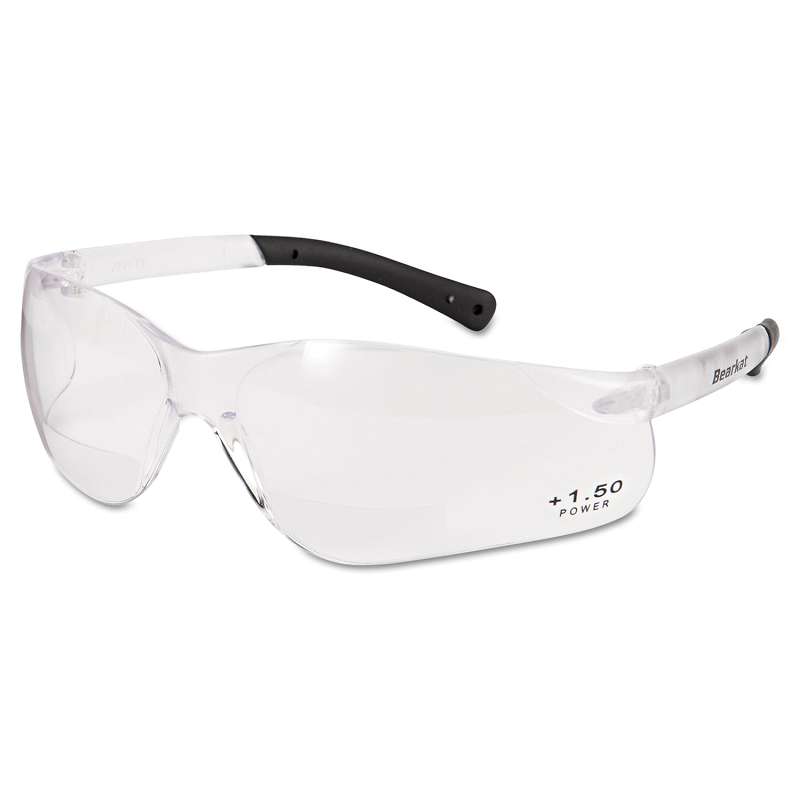 Crews® BearKat Magnifier Safety Glasses, Clear Frame, Clear Lens