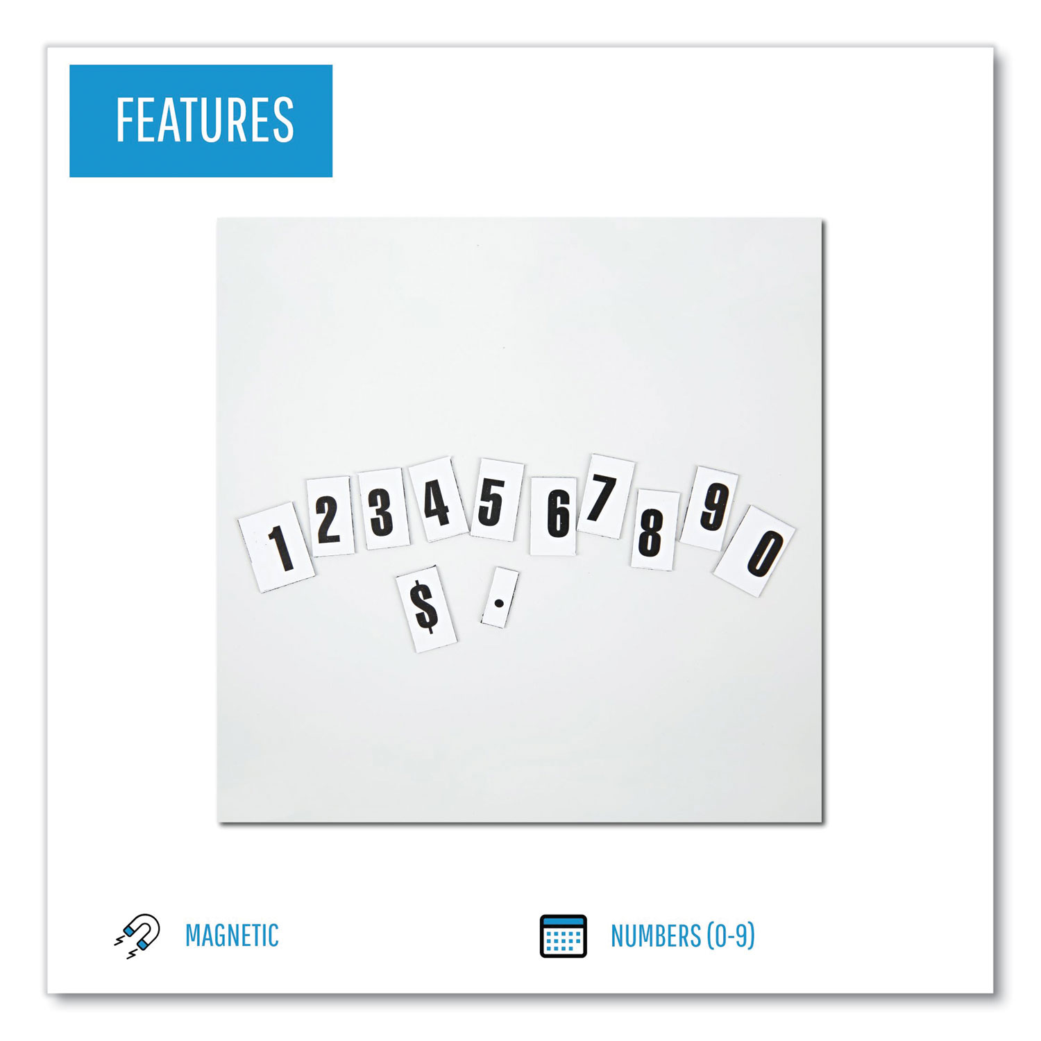MasterVision® Interchangeable Magnetic Characters, Numbers, Black, 3/4