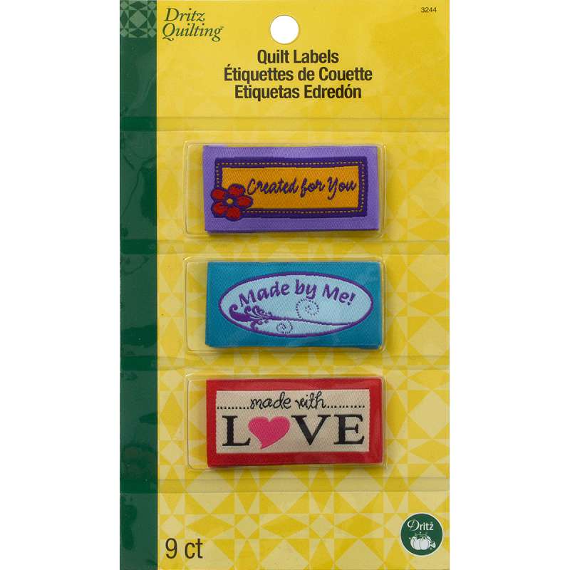 Dritz Quilting Sew-In Embroidered Labels 9/Pkg Made With Love