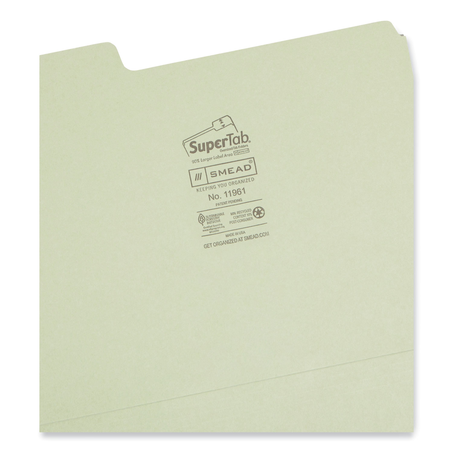 Smead® SuperTab File Folders, 1/3 Cut Top Tab, Letter, Assorted Colors, 100/Box