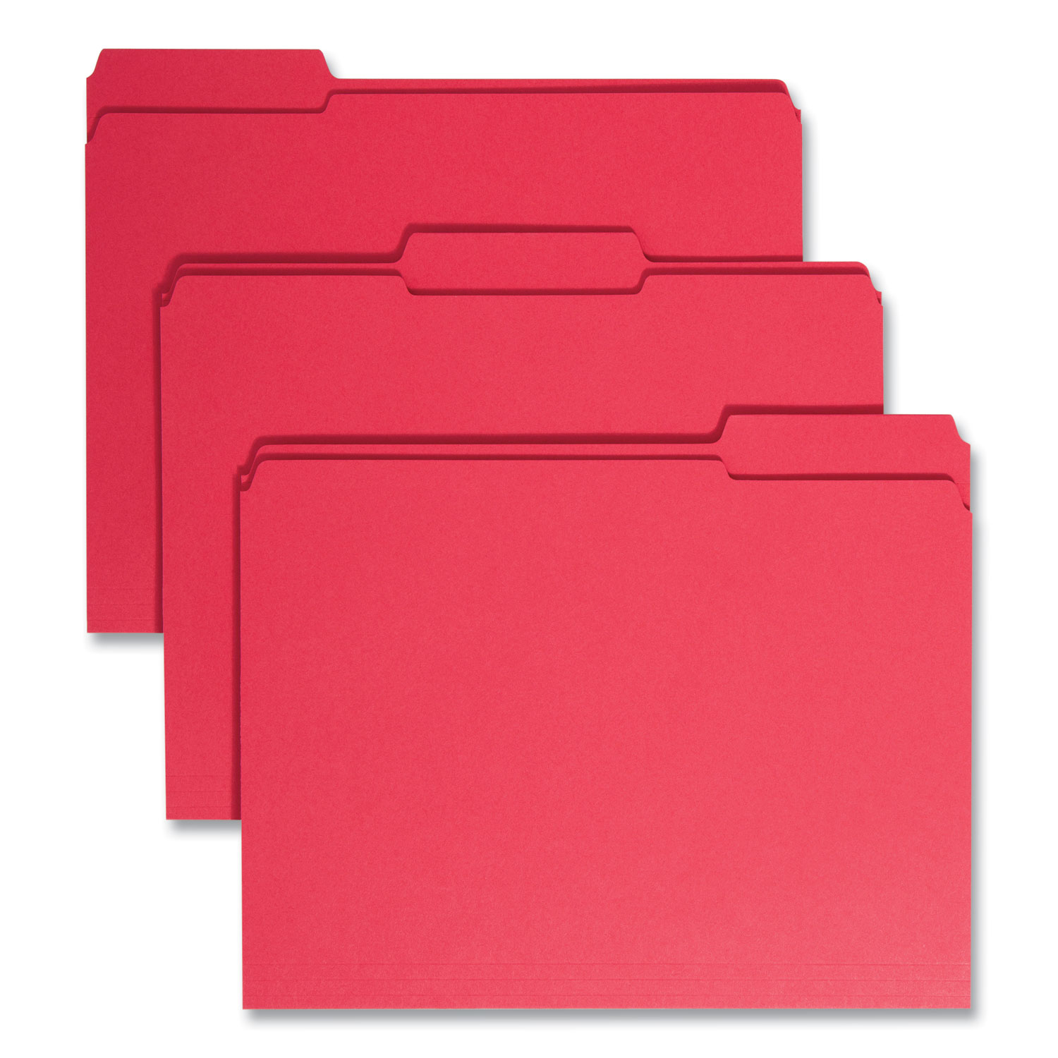 Smead® File Folders, 1/3 Cut, Reinforced Top Tab, Letter, Red, 100/Box