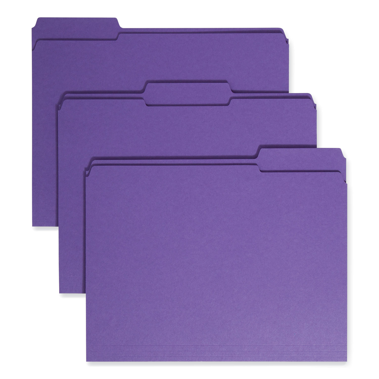 Smead® File Folders, 1/3 Cut, Reinforced Top Tab, Letter, Purple, 100/Box