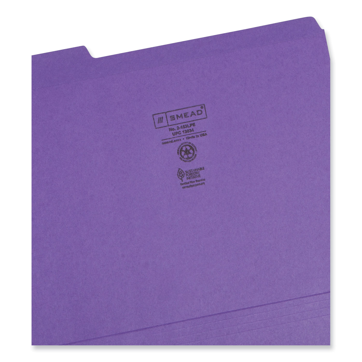 Smead® File Folders, 1/3 Cut, Reinforced Top Tab, Letter, Purple, 100/Box