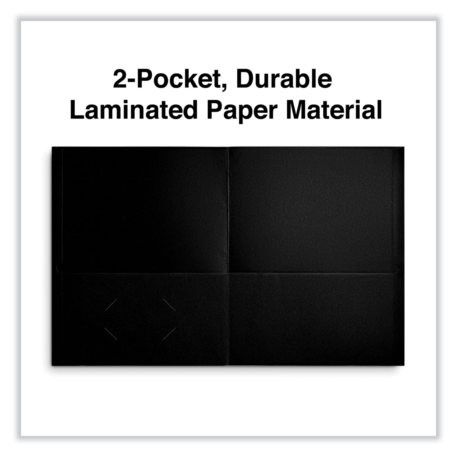 Universal® Two-Pocket Portfolio, Embossed Leather Grain Paper, Black, 25/Box