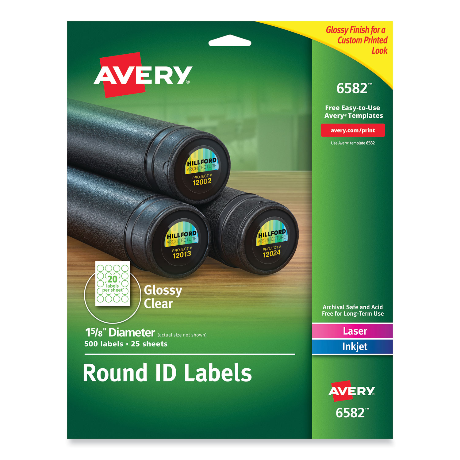 Avery® Round Print-to-the-Edge Permanent Labels, 1 2/3