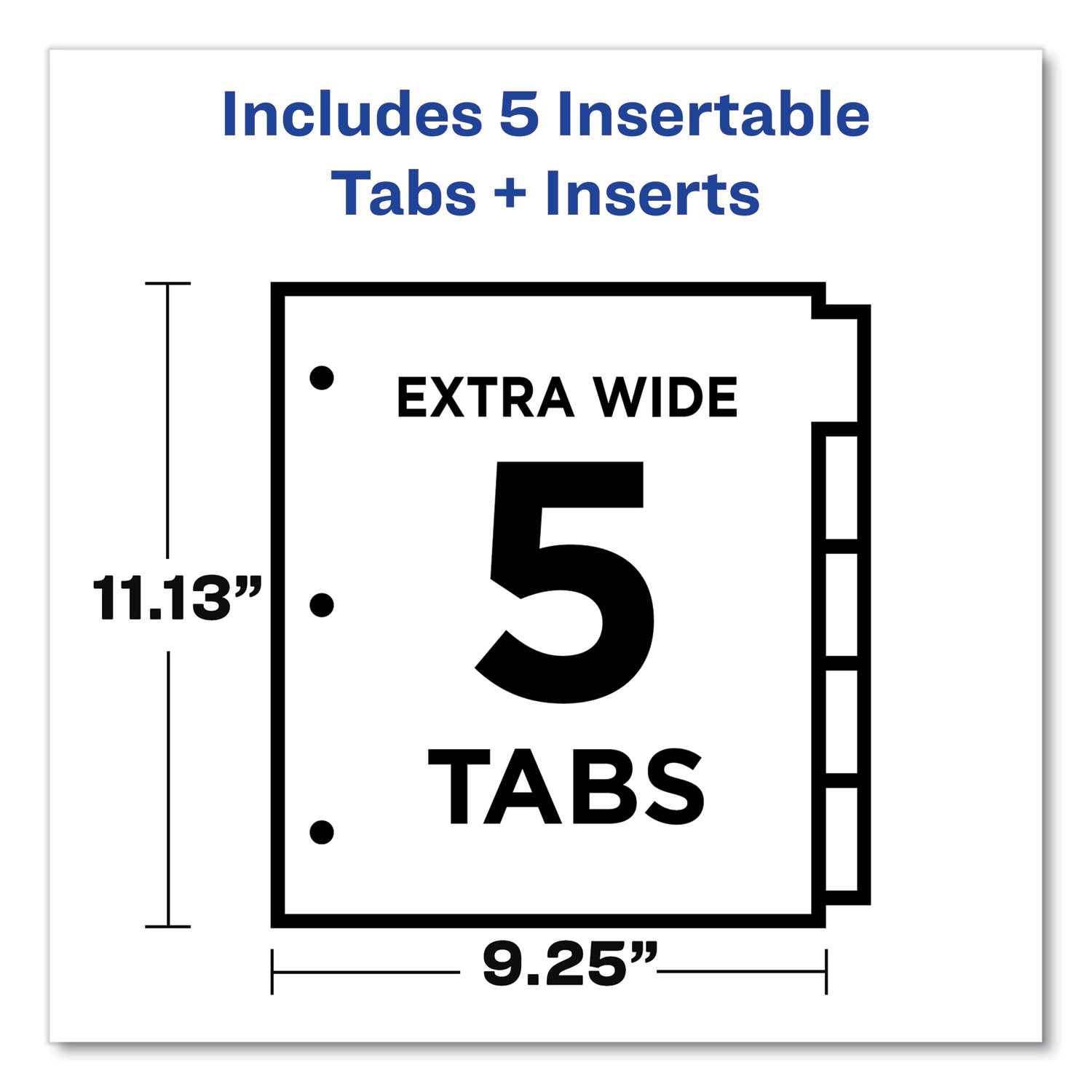 Avery® Insertable Big Tab Dividers, 5-Tab, 11 1/8 x 9 1/4
